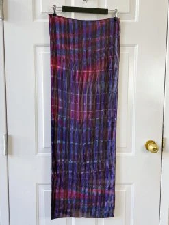 Carter Smith Scarves Shibori Rectangular Silk Scarf, Maroon Multi