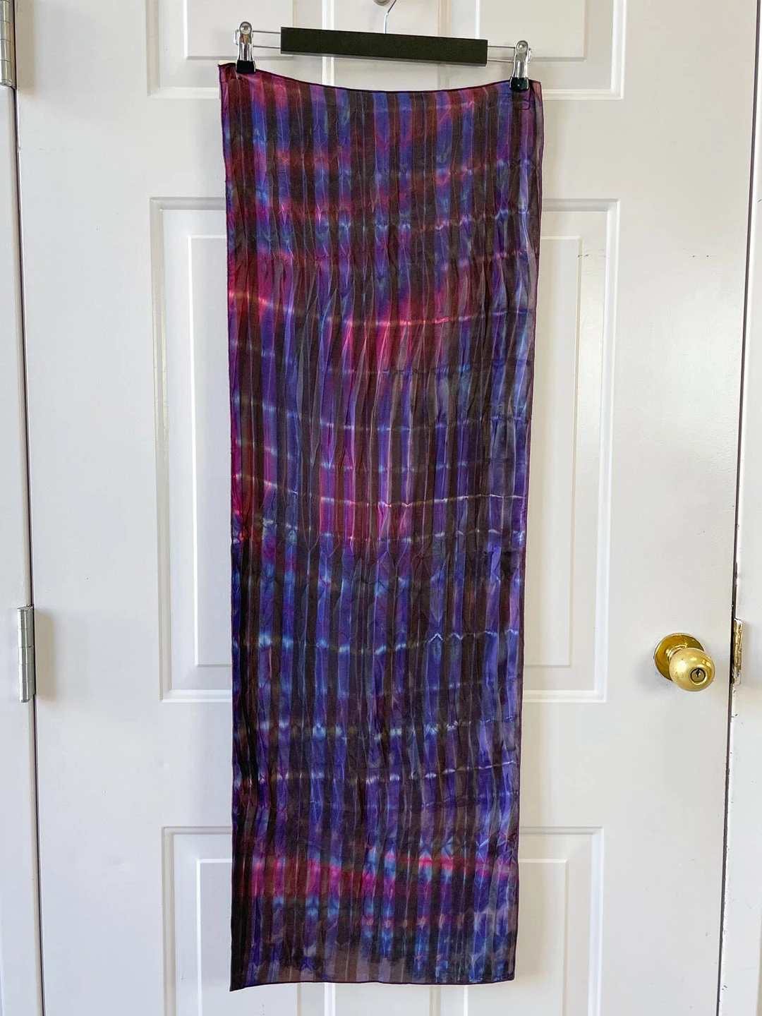 Carter Smith Scarves Shibori Rectangular Silk Scarf, Maroon Multi