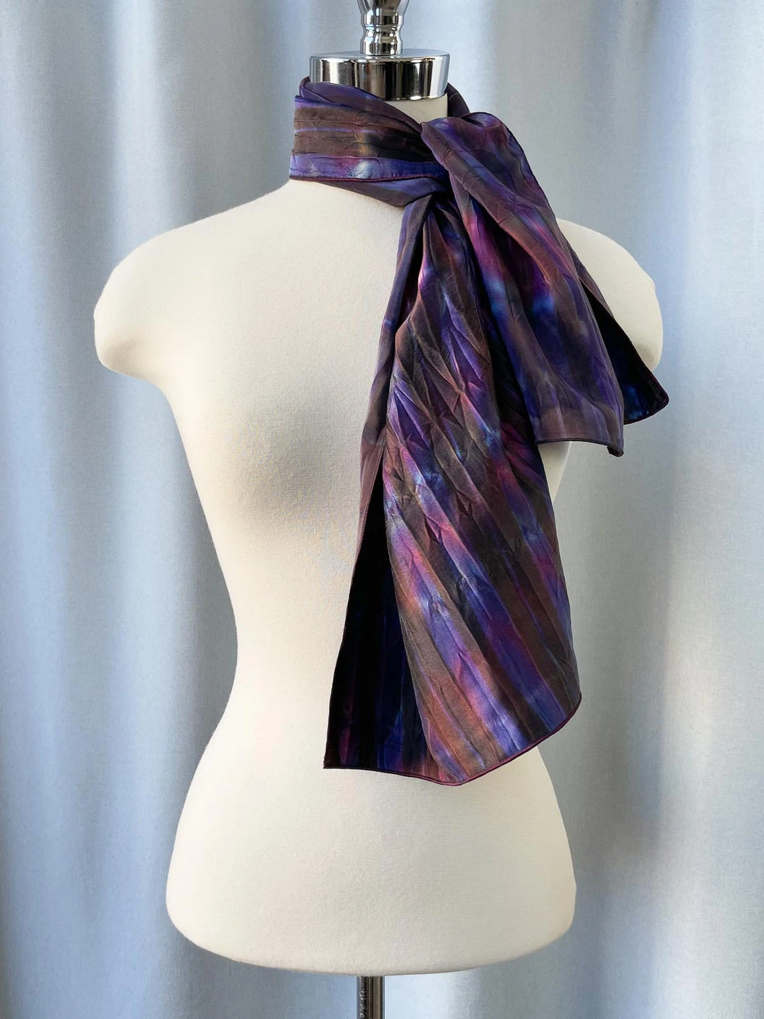 Carter Smith Scarves Shibori Rectangular Silk Scarf, Maroon Multi