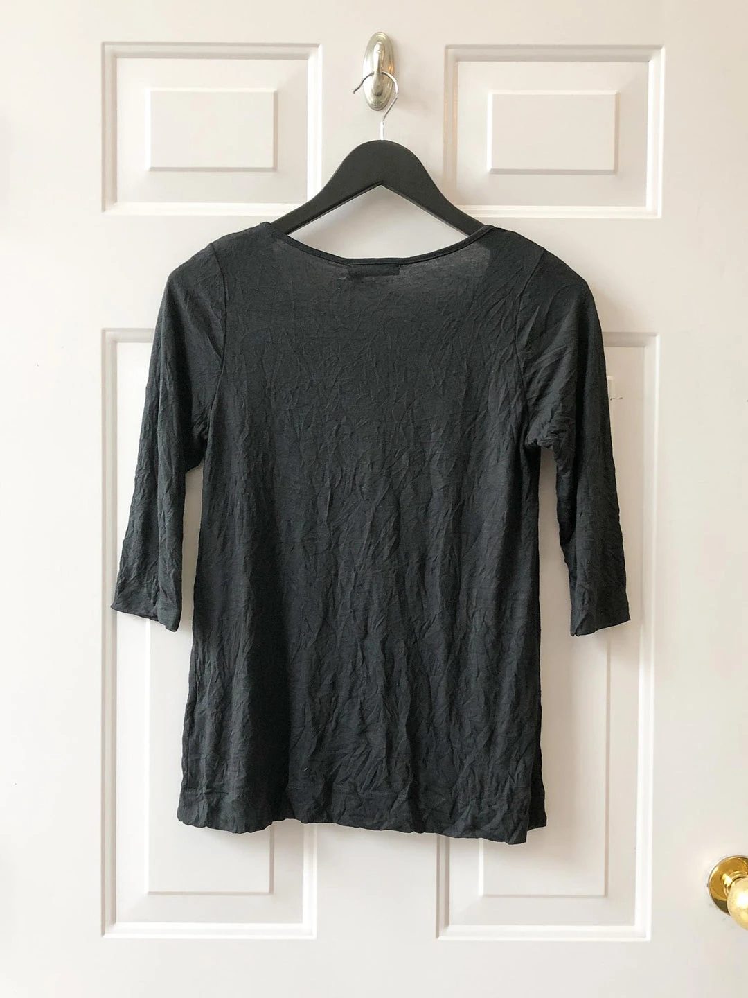 Chalet Crinkle 3/4 Sleeve Basic Top, Black Chalet Et Ceci