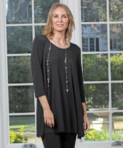 Chalet Jersey 3/4 Sleeve Tunic, Black