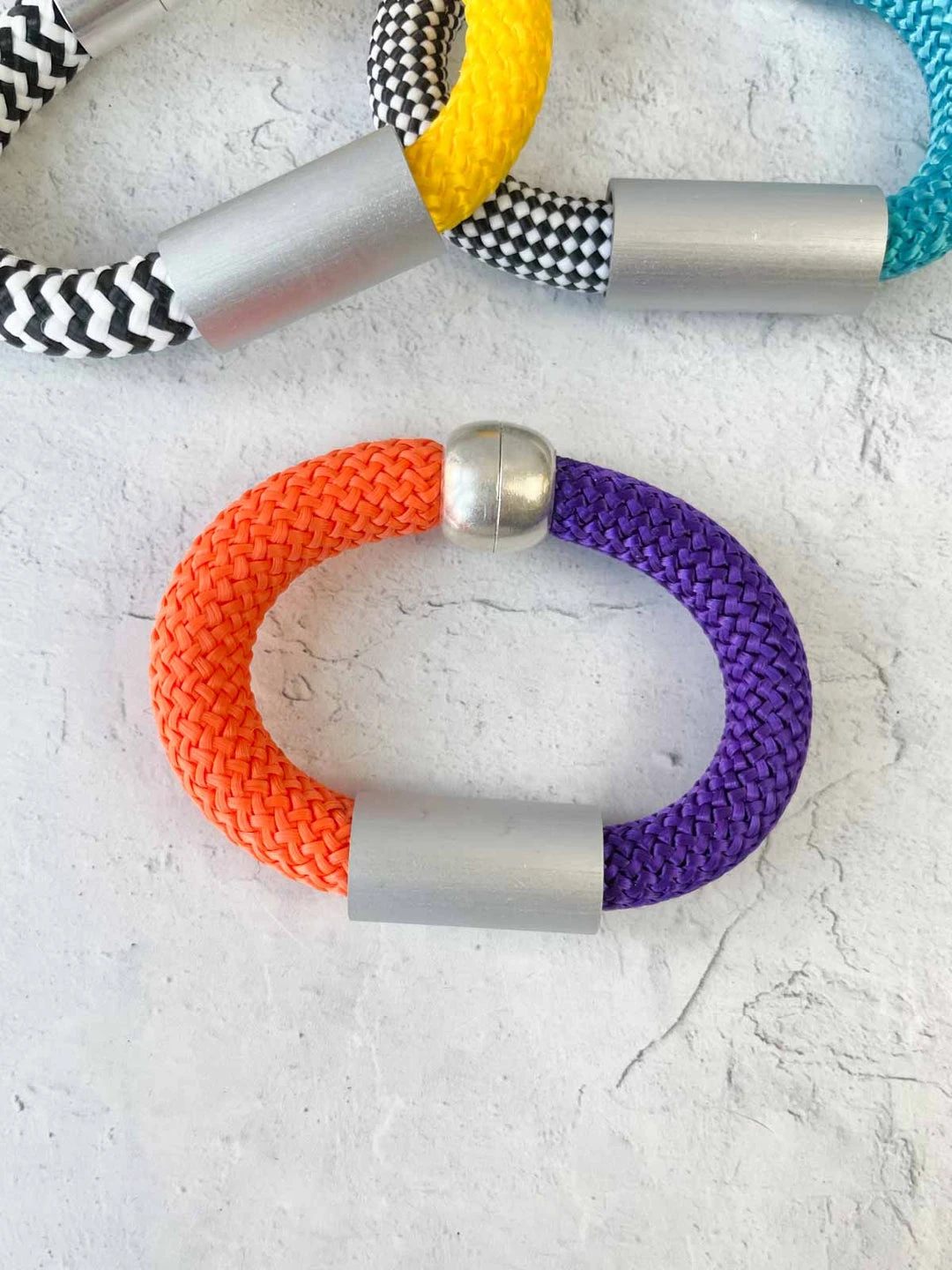 Christina Brampti Mixed Cord & Aluminum Magnet Bracelet, Silver/Purple/Orange Christina Brampti