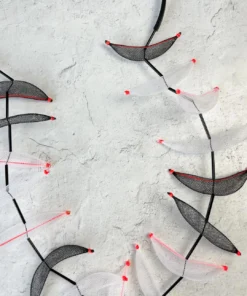 Christina Brampti Tulle Pod On Rubber Cord Necklace, Black/White/Orange