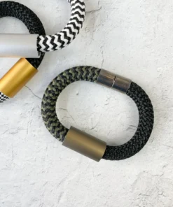 Christina Brampti Mixed Cord & Aluminum Magnet Bracelet, Bronze/Black