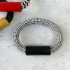 Christina Brampti Cord & Aluminum Hidden Magnet Bracelet, Black/Checkered Christina Brampti