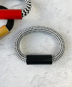 Christina Brampti Cord & Aluminum Hidden Magnet Bracelet, Black/Checkered Christina Brampti