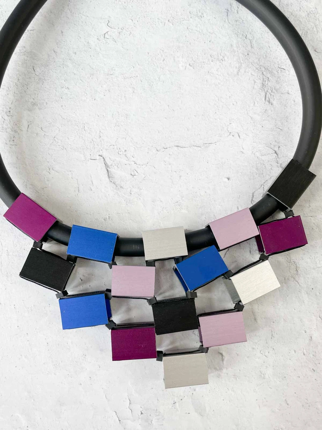 Christina Brampti Christina Brampti Aluminum Cube Pyramid Bib Necklace, Purple Multi