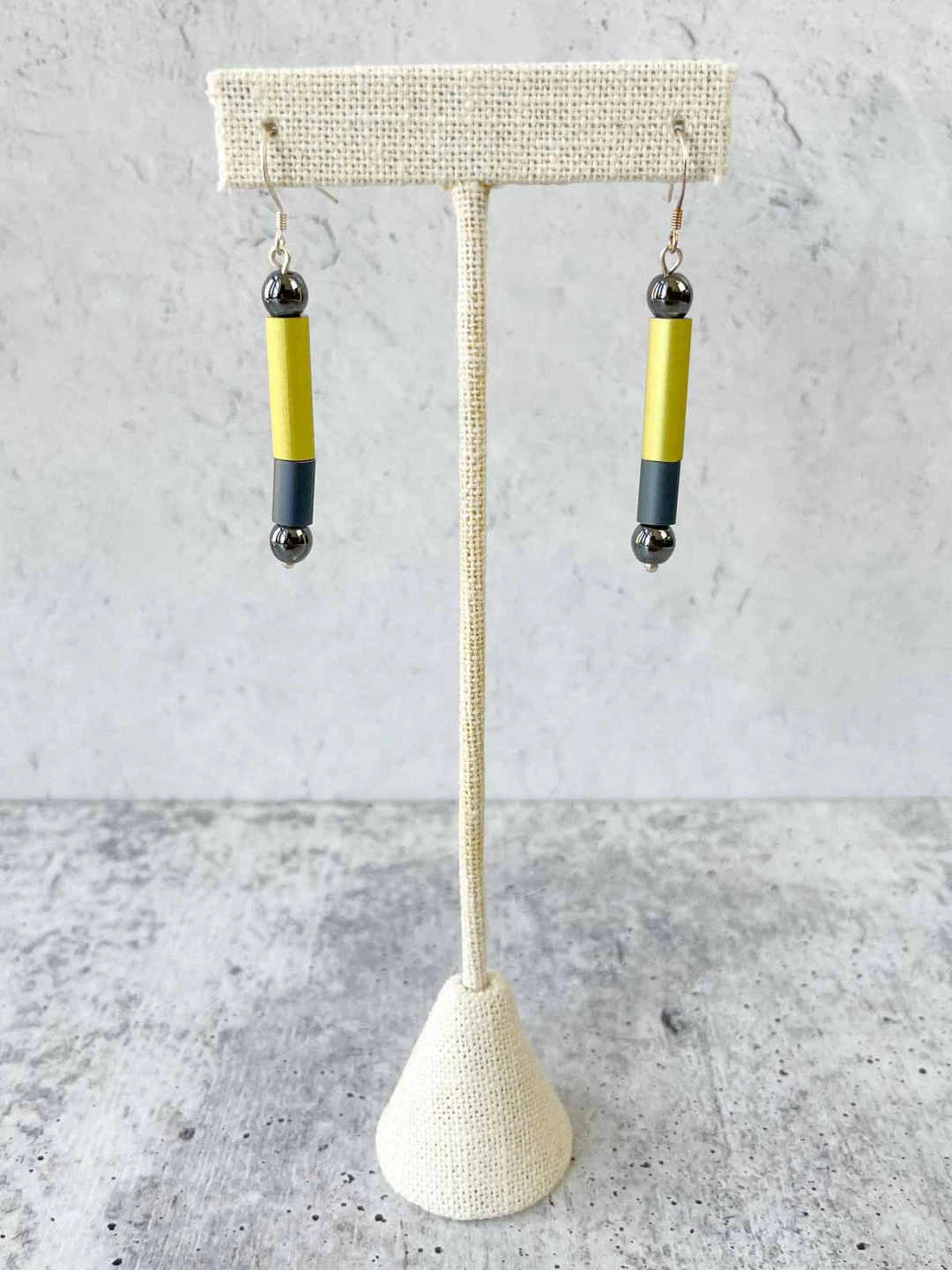 Christina Brampti Linear Aluminum Tube Drop Earrings, Yellow/Grey