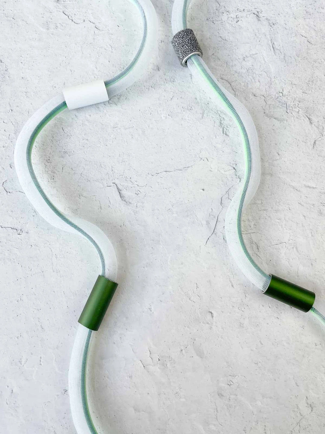 Christina Brampti Long Elastic In Tulle Necklace, Green/White Christina Brampti