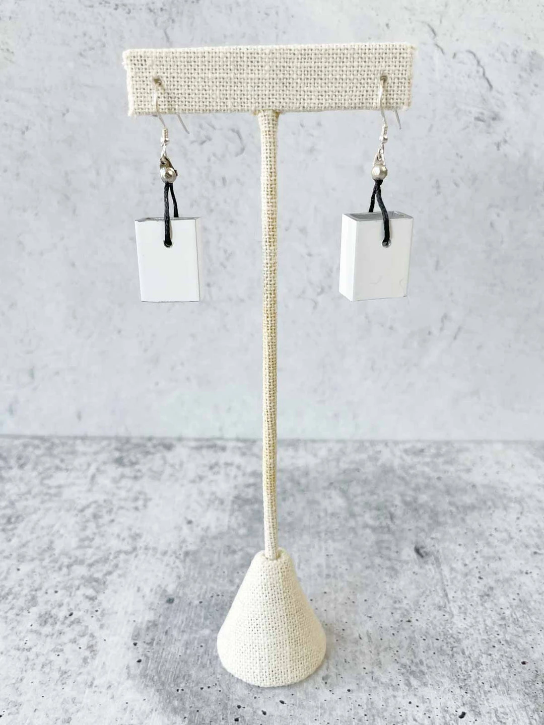 Christina Brampti Christina Brampti Small Rectangular Aluminum Drop Earrings, White