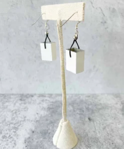 Christina Brampti Christina Brampti Small Rectangular Aluminum Drop Earrings, White