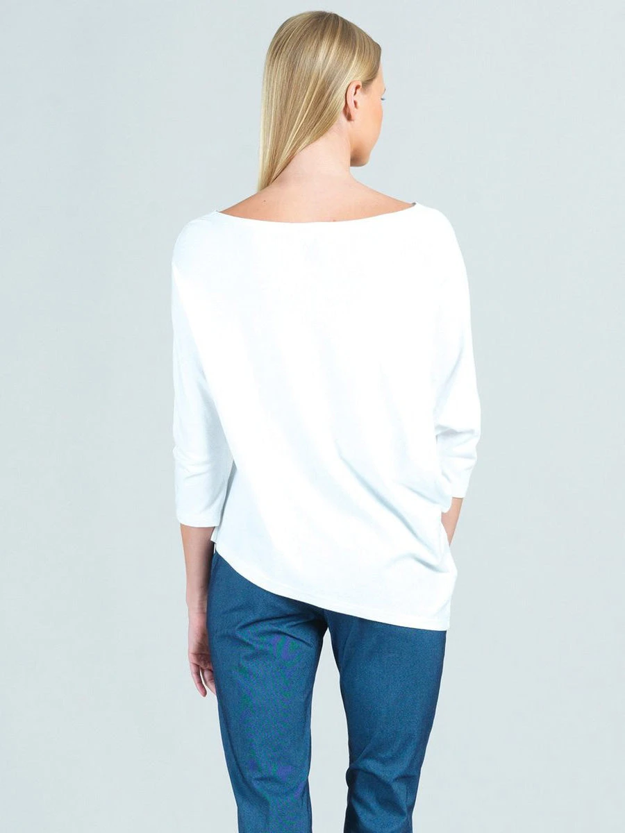 Clara Sunwoo Cotton Modal Dolman Sleeve Angle Hem Top, White