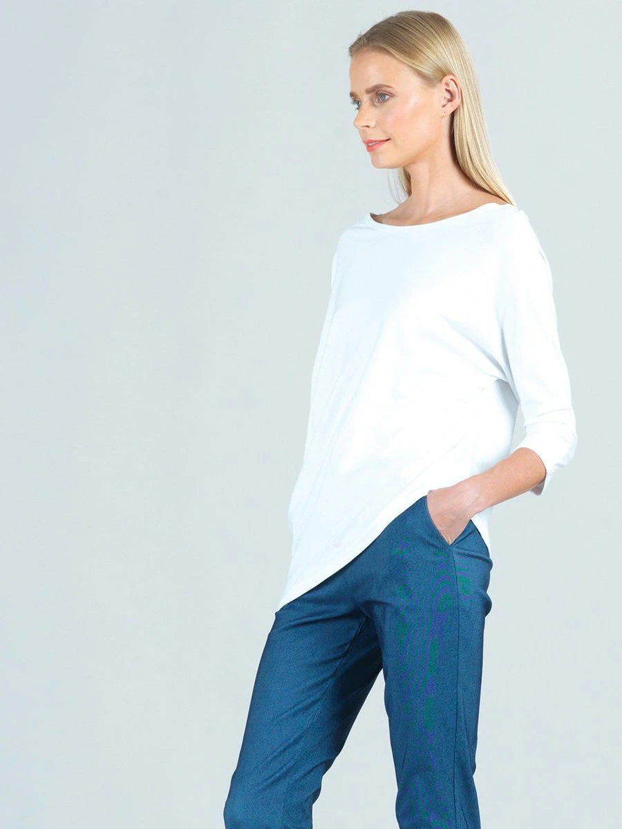 Clara Sunwoo Cotton Modal Dolman Sleeve Angle Hem Top, White