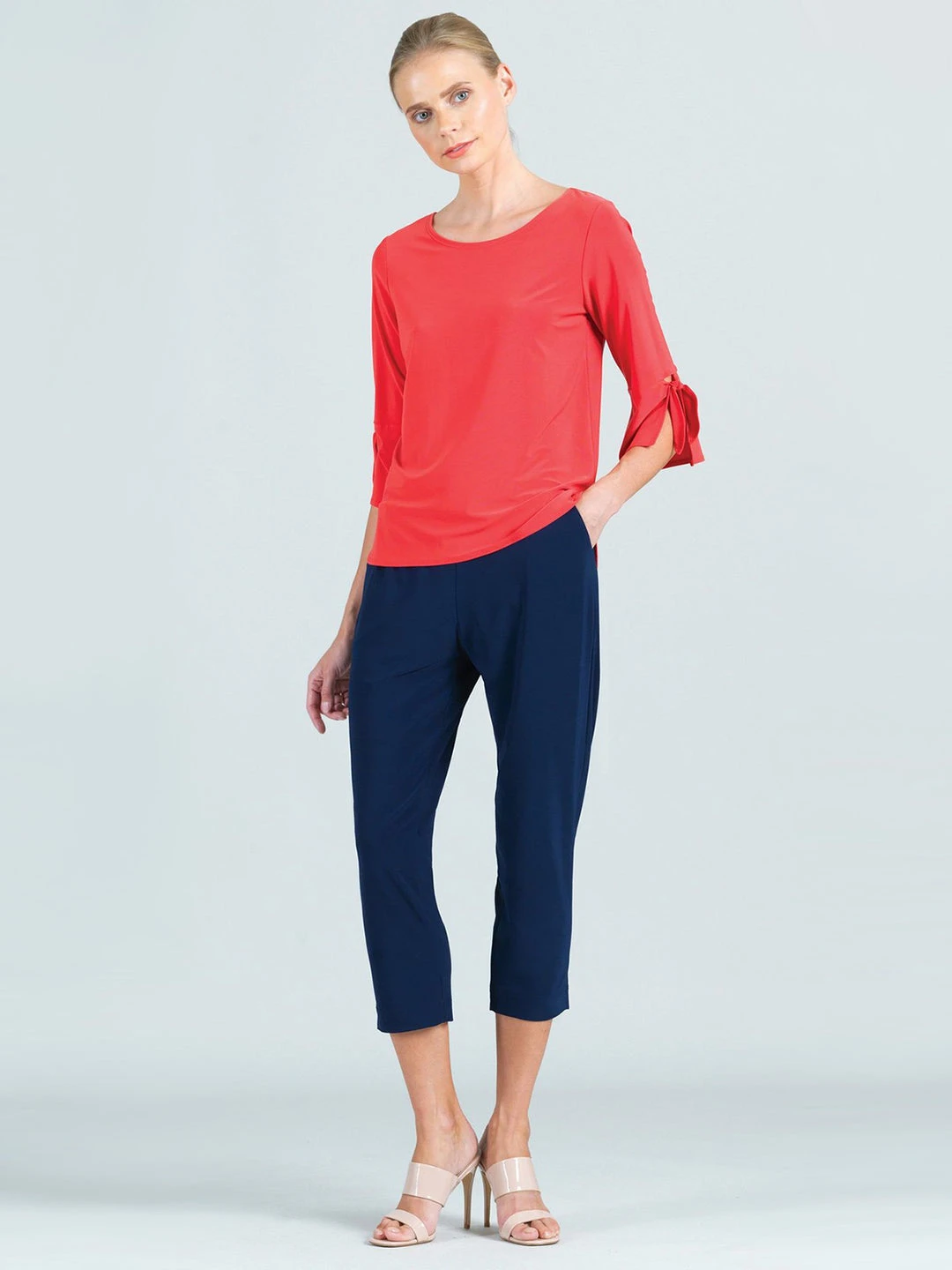 Clara Sunwoo Solid Tie Cuff Top, Coral Clara Sunwoo
