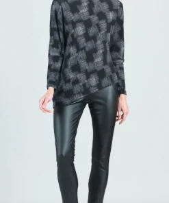 Clara Sunwoo Clara Sunwoo Square Sketch Dolman Sleeve Angle Hem Sweater Top, Black/White