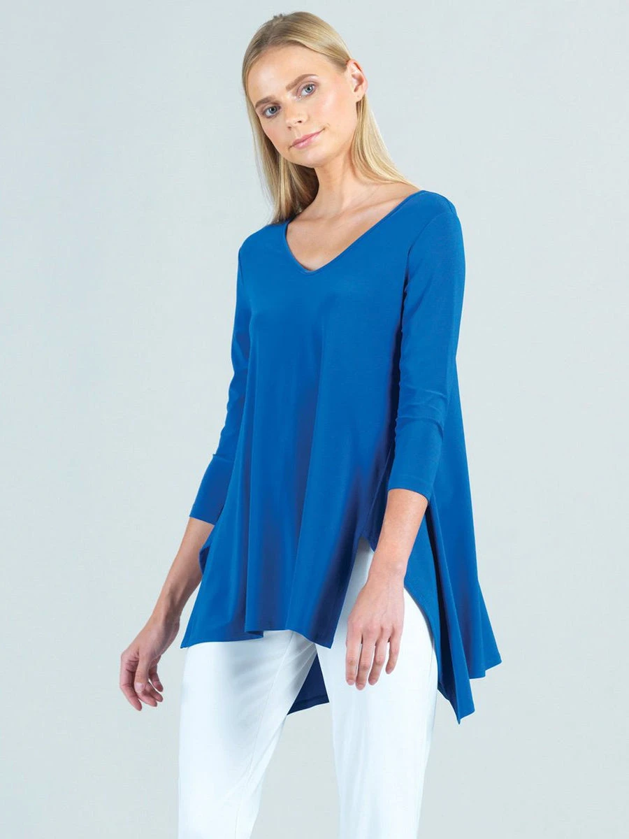 Clara Sunwoo Clara Sunwoo V-Neck Hi-Low Envelope Hem Tunic, Dazzling Blue
