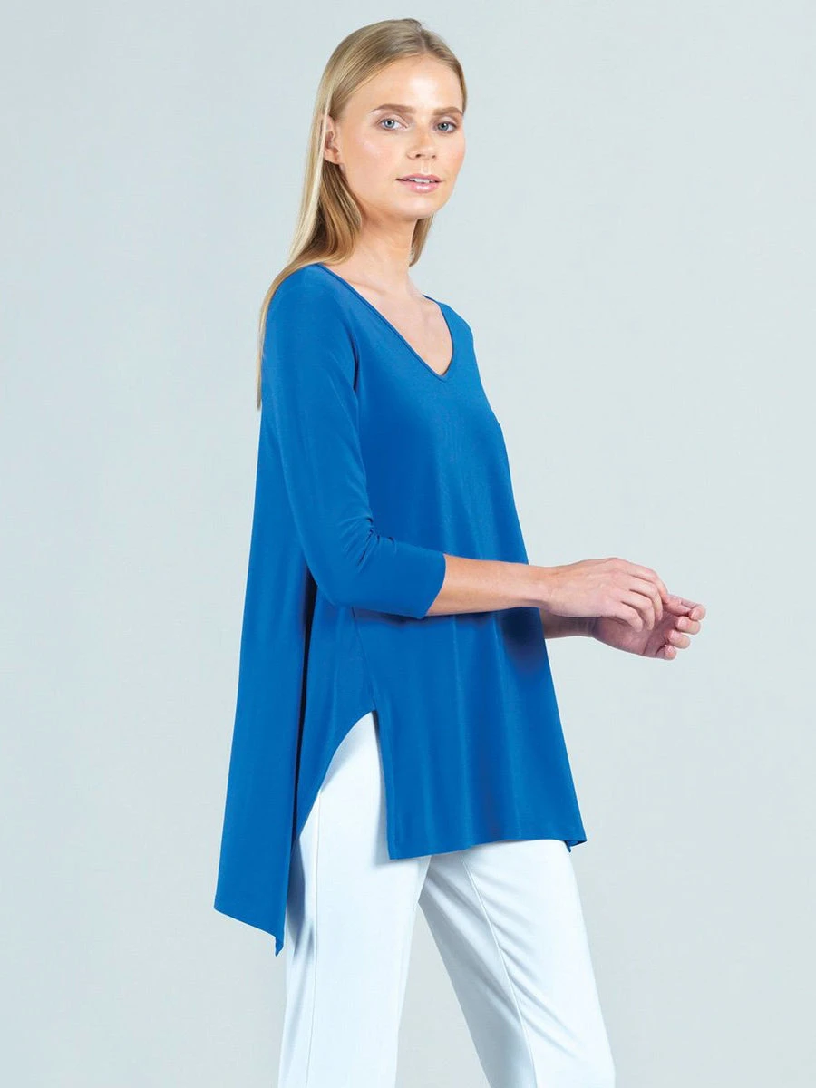 Clara Sunwoo Clara Sunwoo V-Neck Hi-Low Envelope Hem Tunic, Dazzling Blue