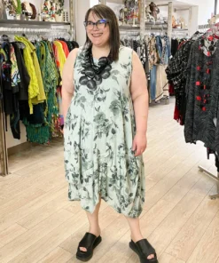 Dress To Kill Glamour Tuck Dress, Mint Black Floral