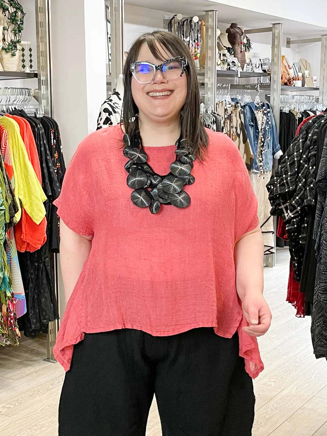 Dress To Kill Tea Shirt, Red Linen