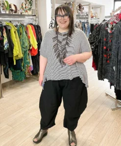 Dress To Kill Tea Shirt, White Black Stripe Lycra