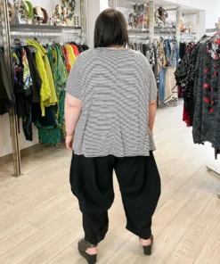 Dress To Kill Tea Shirt, White Black Stripe Lycra