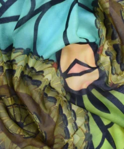 Dupatta Designs Gloria Cotton Modal Scarf, Green/Yellow Dupatta Designs