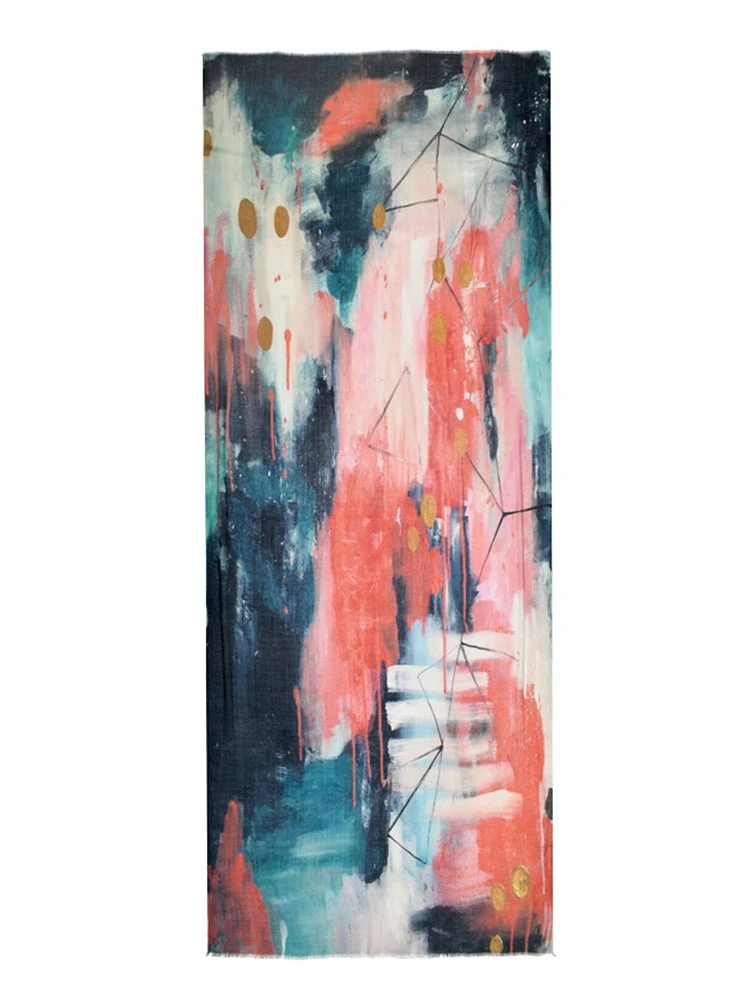 Dupatta Designs Kennedy Modal Scarf, Blue/Pink Dupatta Designs