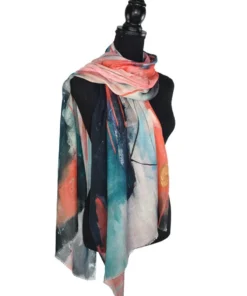 Dupatta Designs Kennedy Modal Scarf, Blue/Pink Dupatta Designs