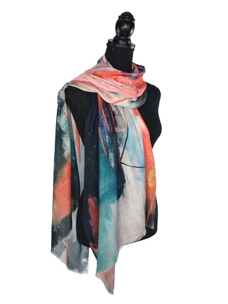 Dupatta Designs Kennedy Modal Scarf, Blue/Pink Dupatta Designs
