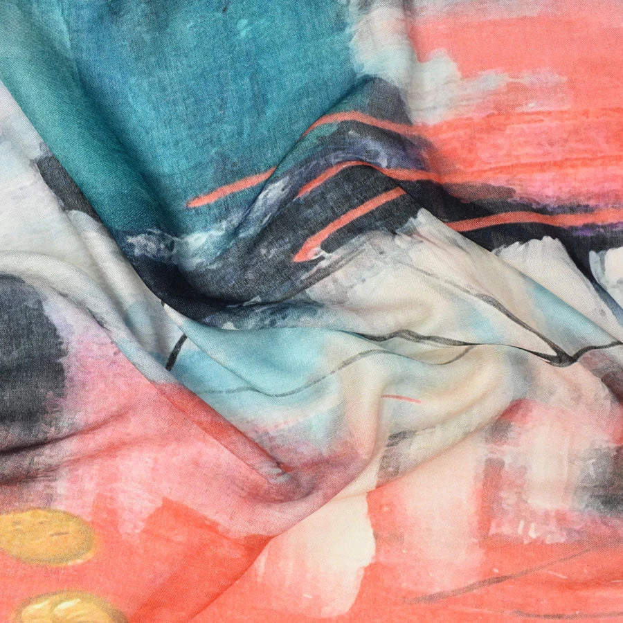 Dupatta Designs Kennedy Modal Scarf, Blue/Pink Dupatta Designs