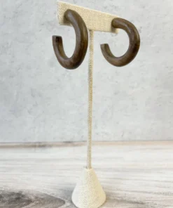 Escape From Paris Wooden Hoop Earrings, Dark Natural