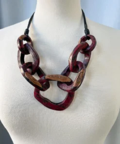 Escape From Paris Escape From Paris Chunky Wooden Rings Necklace, Ruby