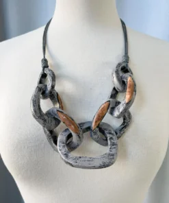 Escape From Paris Escape From Paris Chunky Wooden Rings Necklace, Grey