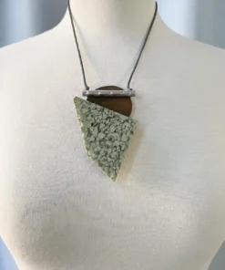 Escape From Paris Escape From Paris Geometric Wood & Resin Necklace, Grey