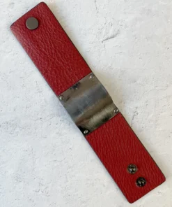 Escape From Paris Escape From Paris Metal Center Leather Cuff, Ruby/Brushed Gunmetal