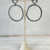 Escape From Paris Hammered Circled Drop Earrings, Matte Gunmetal