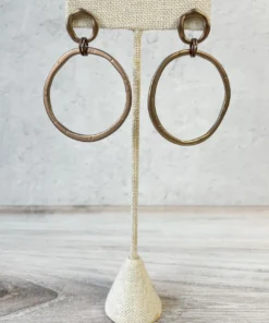 Escape From Paris Escape From Paris Hammered Circled Drop Earrings, Matte Caramel