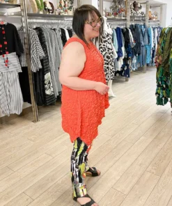 IC Collection Check Pucker Asymmetric Tank, Coral IC Collection