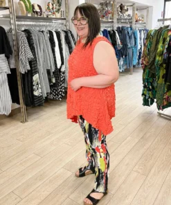 IC Collection Check Pucker Asymmetric Tank, Coral IC Collection