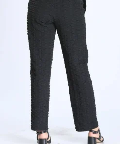 IC Collection IC Collection Check Pucker Tapered Pant, Black