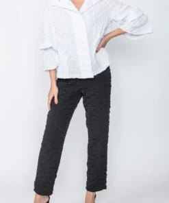 IC Collection IC Collection Check Pucker Tapered Pant, Black