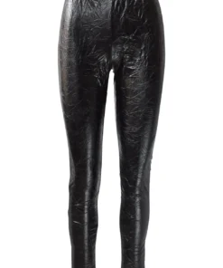 IC Collection Crushed Faux Leather Legging, Black