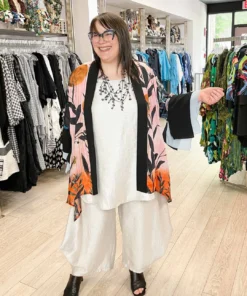 IC Collection IC Collection Floral Print Flutter Sleeve Cover Up, Blue