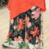 IC Collection Mix Print Palazzo Pant, Black Multi IC Collection