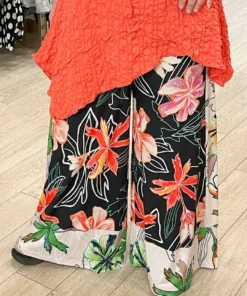 IC Collection Mix Print Palazzo Pant, Black Multi IC Collection