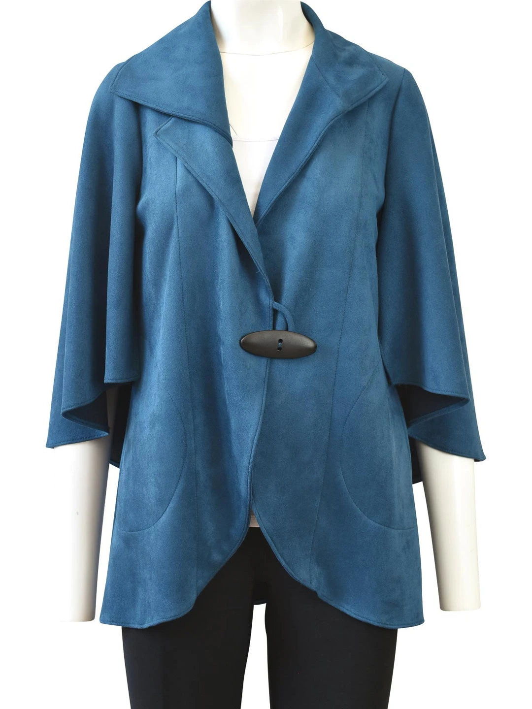 IC Collection IC Collection Sueded Kimono Sleeve Jacket, Teal