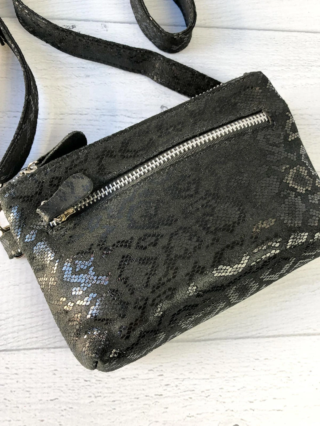 CoFi Leathers Kaitlin Convertible Hipbag, Black Anaconda CoFi Leathers