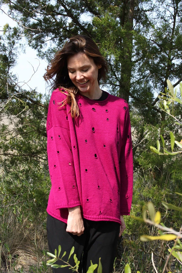 Iridium Holly Sweater, Fuchsia Iridium