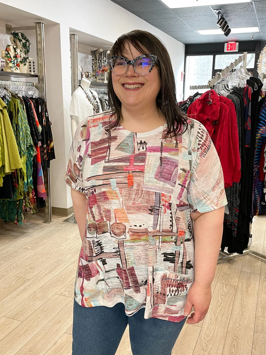 Jess & Jane Villa Patch Pocket Burnout Tunic, Multi