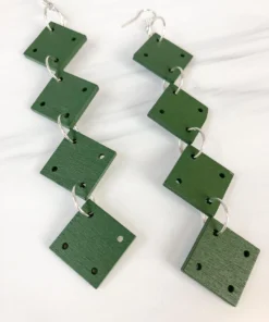 Jianhui London Jianhui London 4 Square Drop Earrings, Racing Green